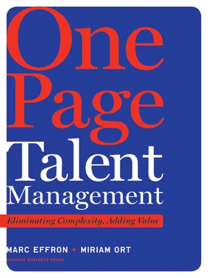 cover image of One Page Talent Management
